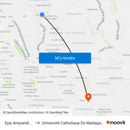 Epp Ampandrana to Université Catholique De Madagascar map