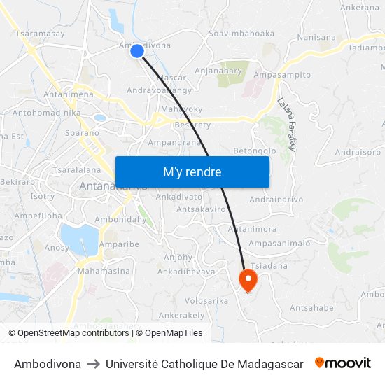 Ambodivona to Université Catholique De Madagascar map