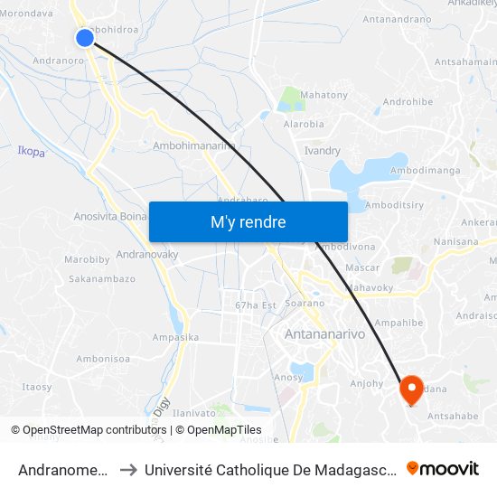 Andranomena to Université Catholique De Madagascar map