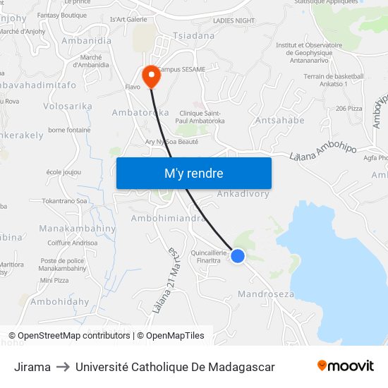 Jirama to Université Catholique De Madagascar map