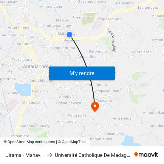 Jirama - Mahavoky to Université Catholique De Madagascar map