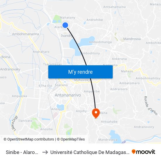 Sinibe - Alarobia to Université Catholique De Madagascar map