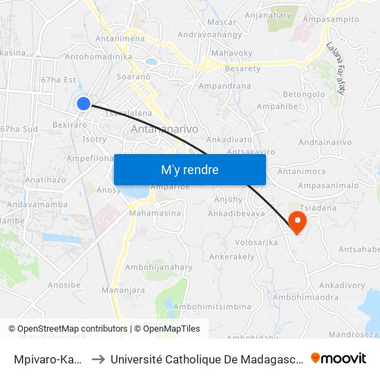 Mpivaro-Kazo to Université Catholique De Madagascar map