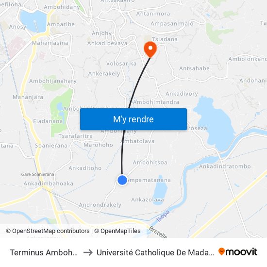Terminus Ambohitsoa to Université Catholique De Madagascar map