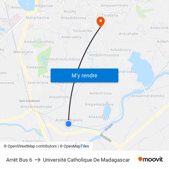 Arrêt Bus 6 to Université Catholique De Madagascar map
