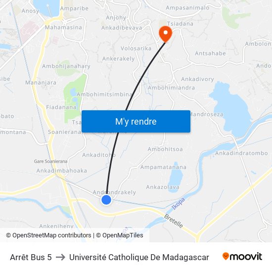 Arrêt Bus 5 to Université Catholique De Madagascar map
