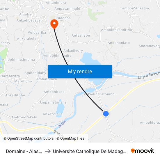 Domaine - Alasora to Université Catholique De Madagascar map