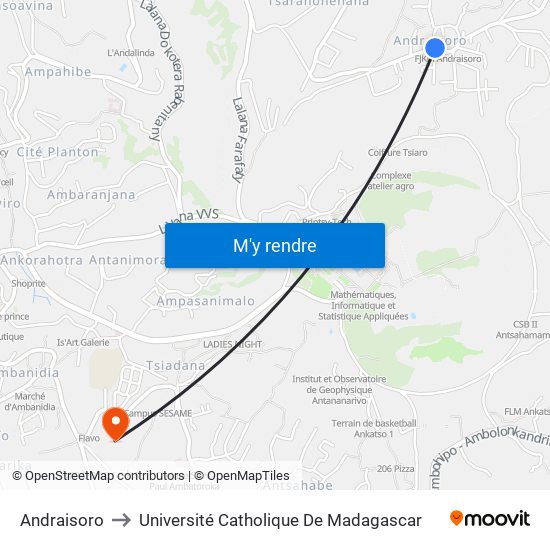 Andraisoro to Université Catholique De Madagascar map