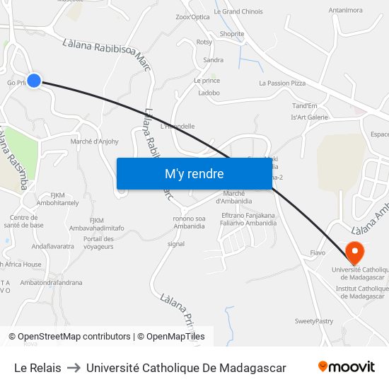 Le Relais to Université Catholique De Madagascar map