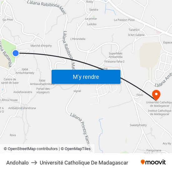 Andohalo to Université Catholique De Madagascar map