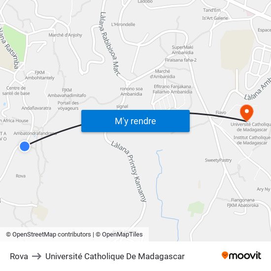 Rova to Université Catholique De Madagascar map