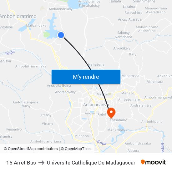 15 Arrêt Bus to Université Catholique De Madagascar map