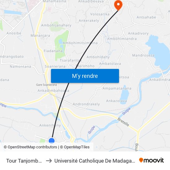 Tour Tanjombato to Université Catholique De Madagascar map