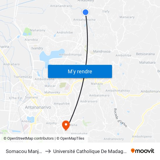 Somacou Manjaka to Université Catholique De Madagascar map