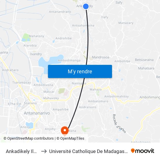 Ankadikely Ilafy to Université Catholique De Madagascar map