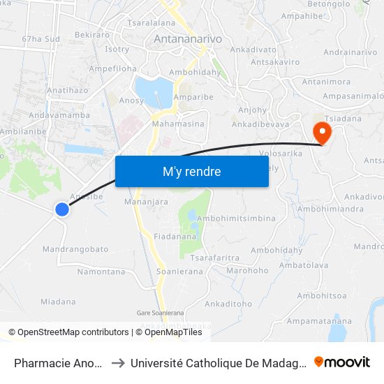 Pharmacie Anosibe to Université Catholique De Madagascar map