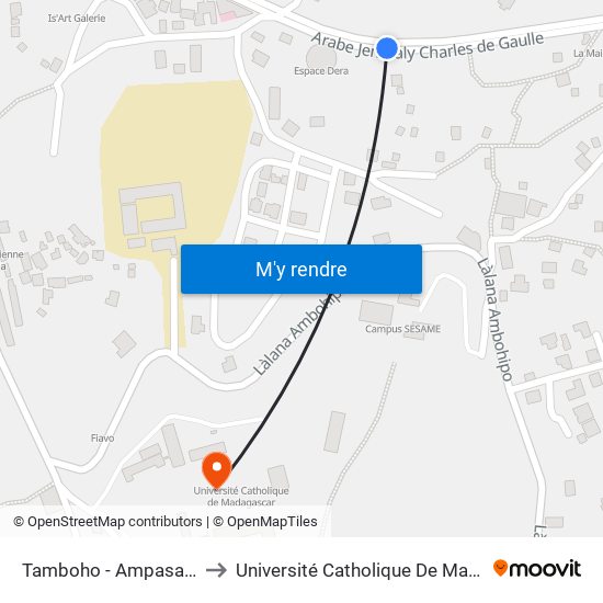 Tamboho - Ampasanimalo to Université Catholique De Madagascar map