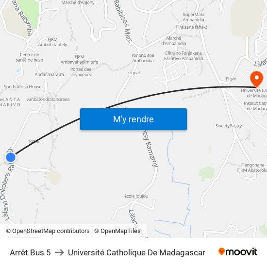 Arrêt Bus 5 to Université Catholique De Madagascar map