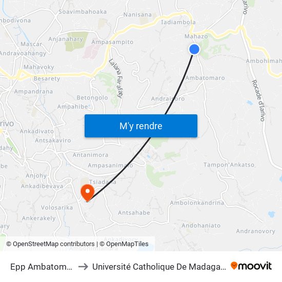 Epp Ambatomaro to Université Catholique De Madagascar map