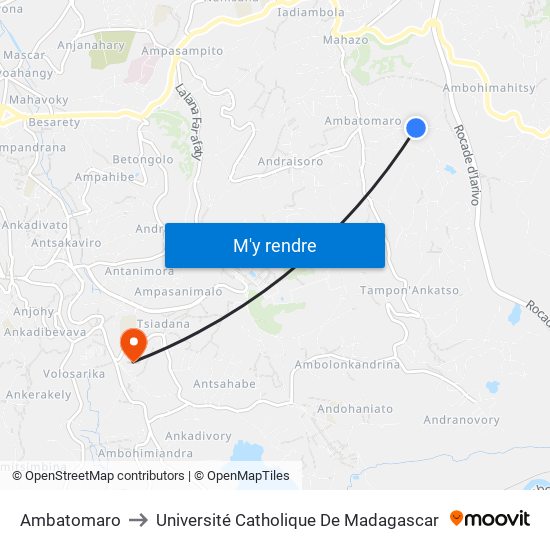 Ambatomaro to Université Catholique De Madagascar map