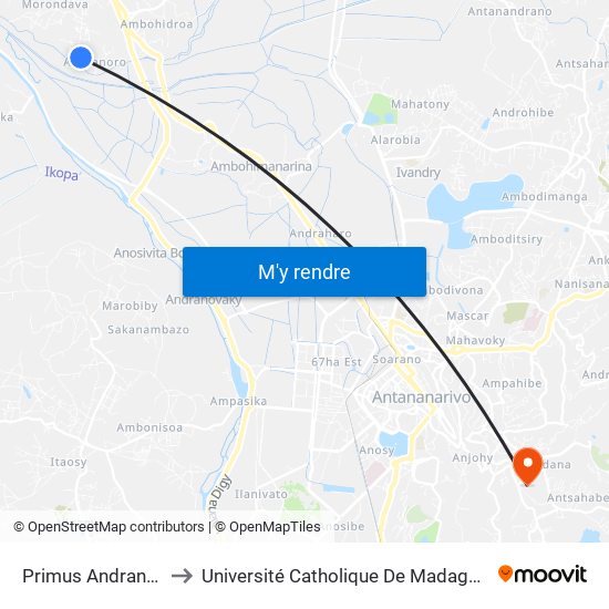 Primus Andranoro to Université Catholique De Madagascar map