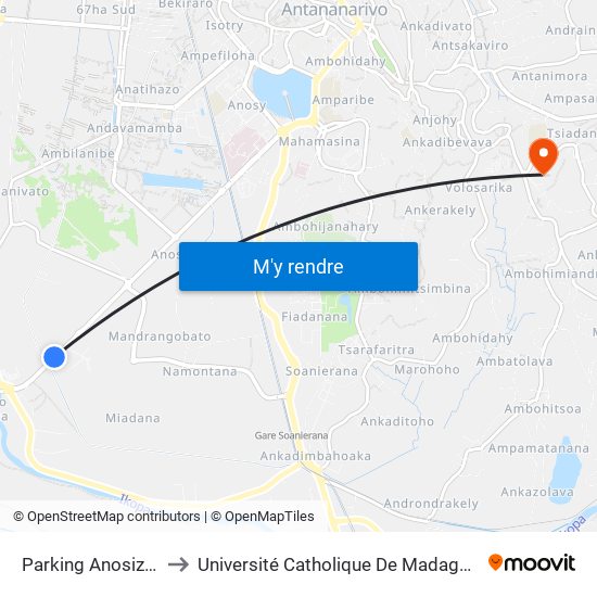Parking Anosizato to Université Catholique De Madagascar map