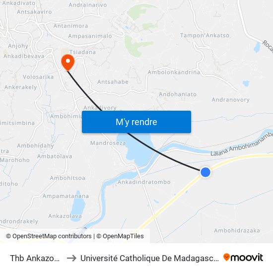 Thb Ankazobe to Université Catholique De Madagascar map