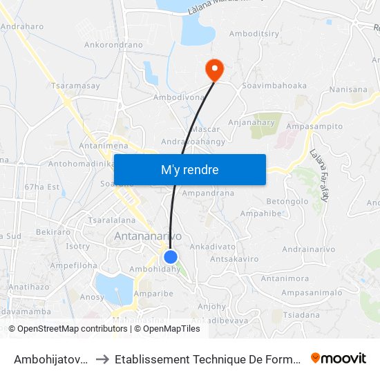 Ambohijatovo (De Anosy) to Etablissement Technique De Formation Professionnel Supérieur map