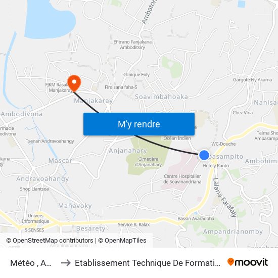 Météo , Ampasapito to Etablissement Technique De Formation Professionnel Supérieur map