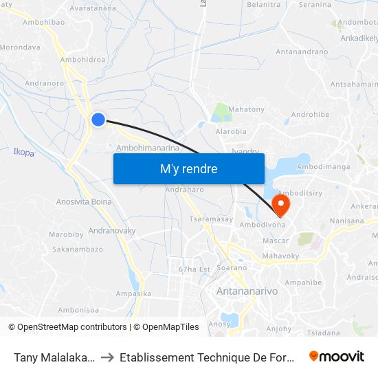 Tany Malalaka - Ambodimita to Etablissement Technique De Formation Professionnel Supérieur map