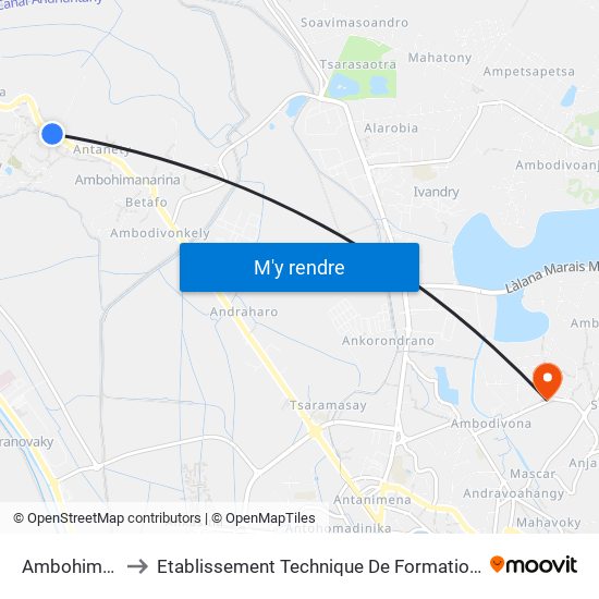 Ambohimanandray to Etablissement Technique De Formation Professionnel Supérieur map