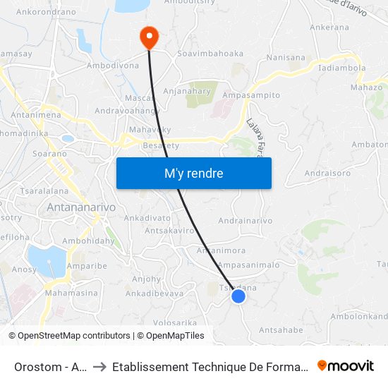 Orostom - Ambatoroka to Etablissement Technique De Formation Professionnel Supérieur map