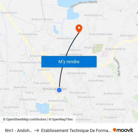 Rm1 - Andohan'Analakely to Etablissement Technique De Formation Professionnel Supérieur map