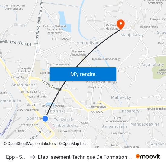 Epp - Soarano to Etablissement Technique De Formation Professionnel Supérieur map