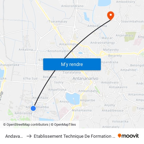 Andavamamba to Etablissement Technique De Formation Professionnel Supérieur map