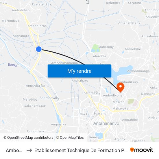 Ambodihady to Etablissement Technique De Formation Professionnel Supérieur map