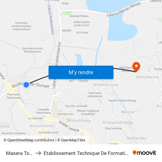 Masera Tsaramasay to Etablissement Technique De Formation Professionnel Supérieur map