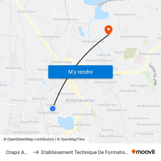 Cnaps Ampefiloha to Etablissement Technique De Formation Professionnel Supérieur map