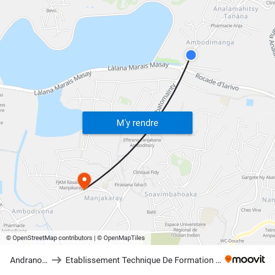 Andranobevava to Etablissement Technique De Formation Professionnel Supérieur map