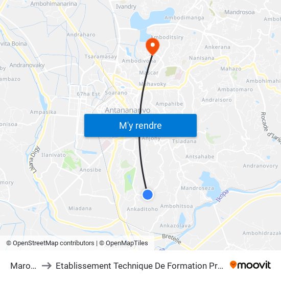 Marohoho to Etablissement Technique De Formation Professionnel Supérieur map