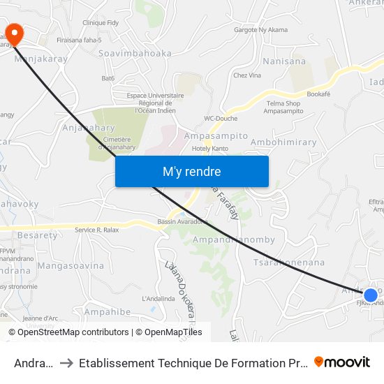 Andraisoro to Etablissement Technique De Formation Professionnel Supérieur map