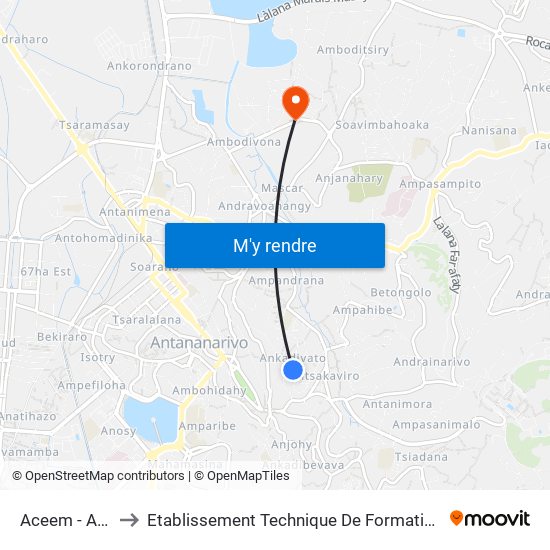 Aceem - Ankadivato to Etablissement Technique De Formation Professionnel Supérieur map