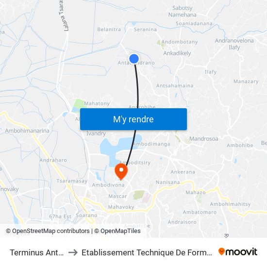 Terminus Antananandrano to Etablissement Technique De Formation Professionnel Supérieur map