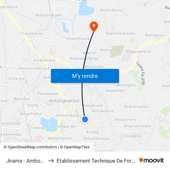Jirama  - Ambohijatovo Ambony to Etablissement Technique De Formation Professionnel Supérieur map