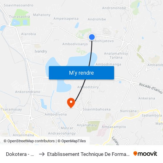 Dokotera - Atsonjombe to Etablissement Technique De Formation Professionnel Supérieur map