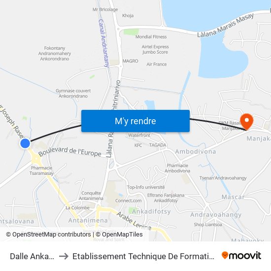 Dalle Ankazomanga to Etablissement Technique De Formation Professionnel Supérieur map