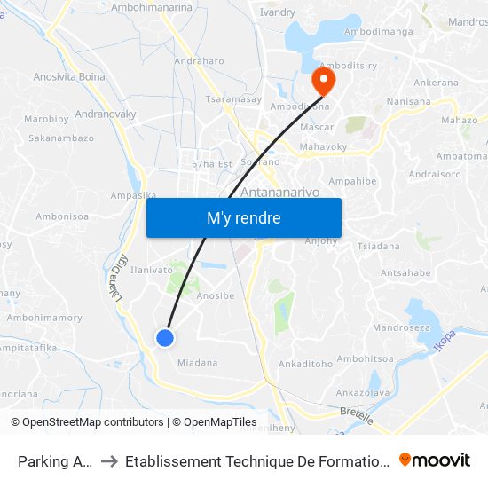 Parking Anosizato to Etablissement Technique De Formation Professionnel Supérieur map