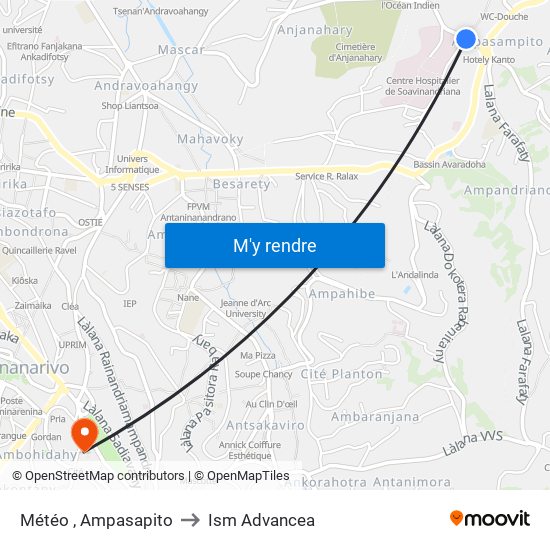 Météo , Ampasapito to Ism Advancea map