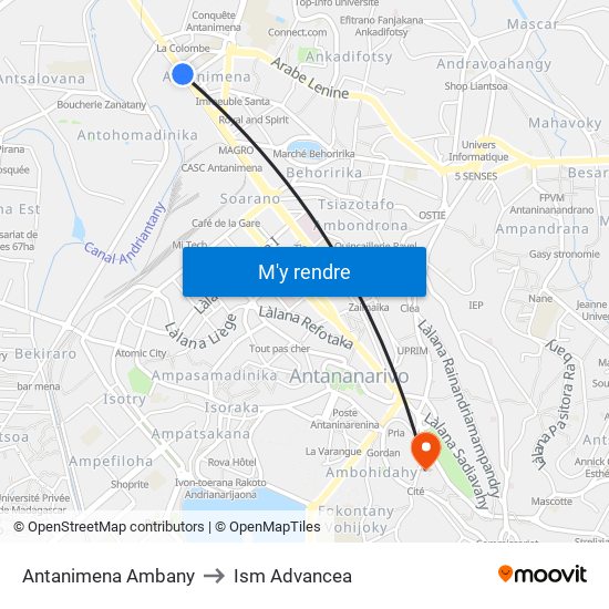 Antanimena Ambany to Ism Advancea map