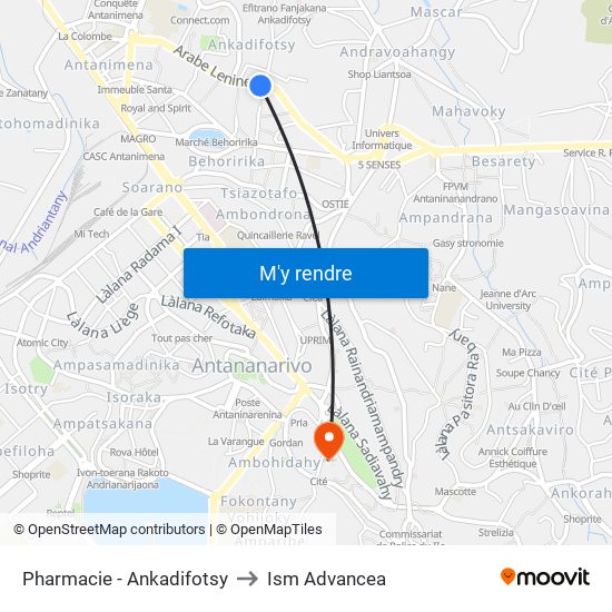 Pharmacie - Ankadifotsy to Ism Advancea map